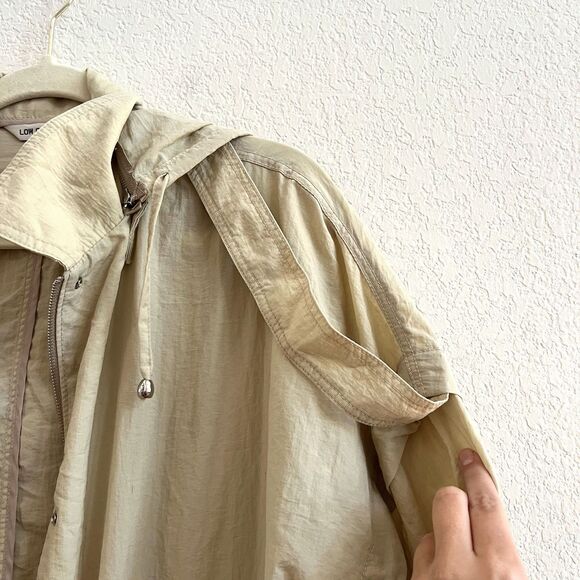 Low Classic Tan Lightweight Combat Jacket With Removeable Hood and Cinched Waist - Picture 12 of 16